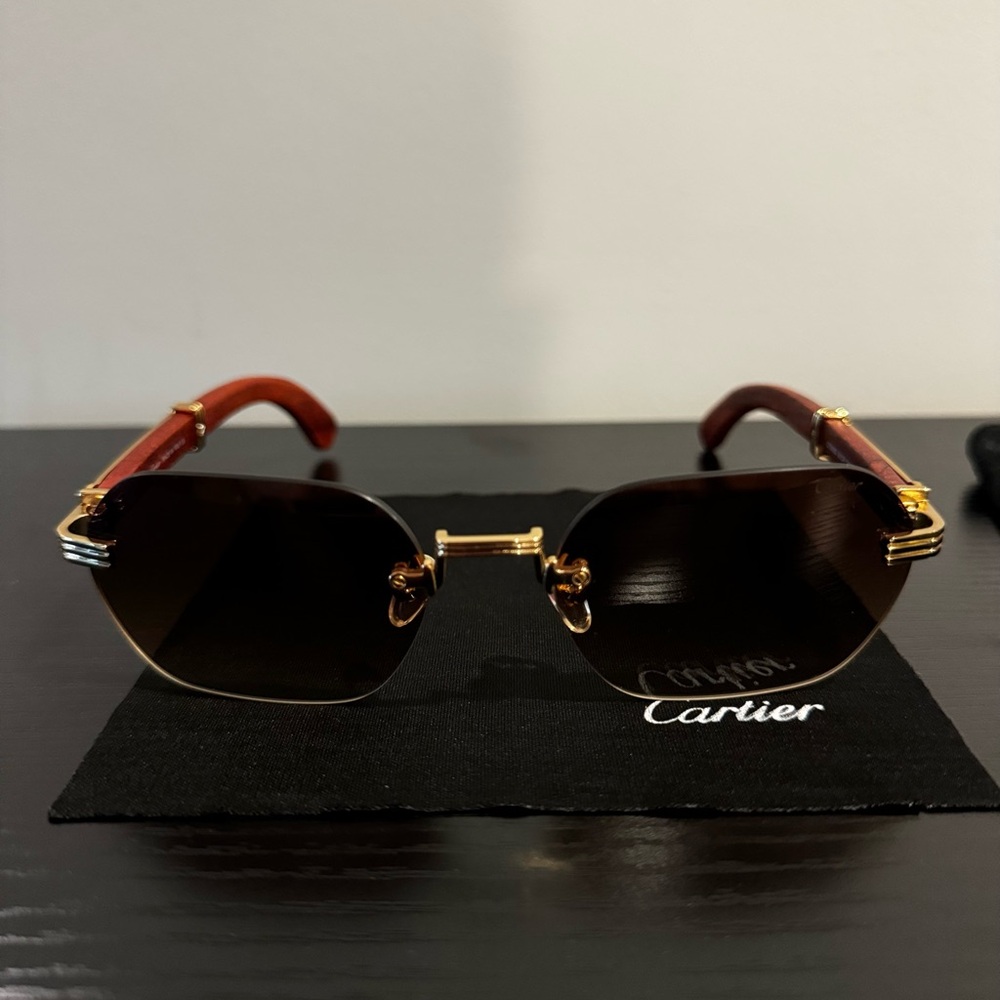 Cartier Gold and Brown Designer Sunglasses